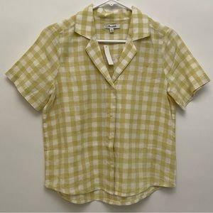 Madewell Cotton-Linen Boxy Camp Shirt in Gingham Check